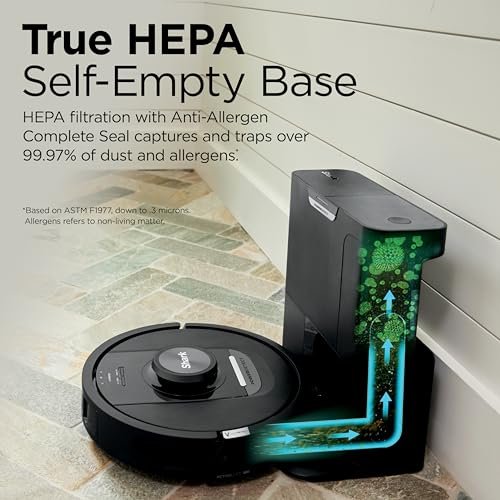 Shark AV2501AE AI Ultra Robot Vacuum with XL HEPA Self-Empty Base – 60-Day Capacity, Smart Mapping, LIDAR Navigation, Alexa Control, Perfect for Pet Hair, Carpet & Hard Floor, Bagless, Black - Image 21