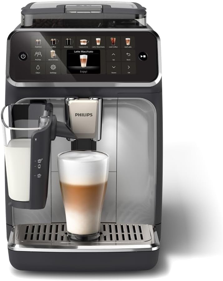 Philips 5500 Series EP5546/70 – Fully Automatic Espresso Machine with LatteGo, SilentBrew, QuickStart & 20 Hot & Iced Beverages (Black/Silver)