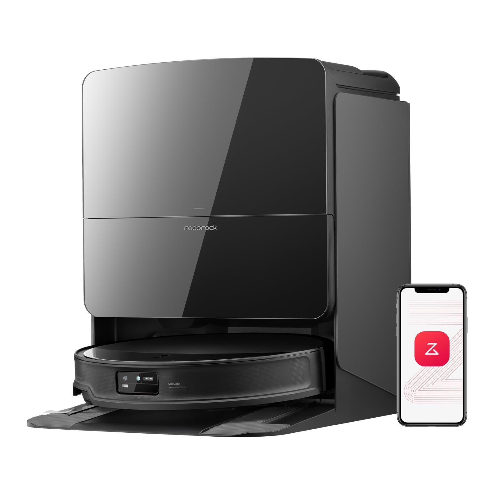 Roborock Saros 10R Robot Vacuum and Mop – Ultra-Slim 3.14”, Powerful Suction, Zero-Tangling, Self-Emptying, Smart Mapping, Hot Air Drying, Pet-Friendly – Black