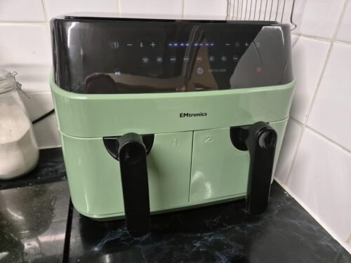 EMtronics EMAFDD9LSL Dual Air Fryer 9L - Double XL Basket, 8 Cooking Presets, 99-Min Timer, Stainless Steel, Oil-Free Healthy Cooking photo review