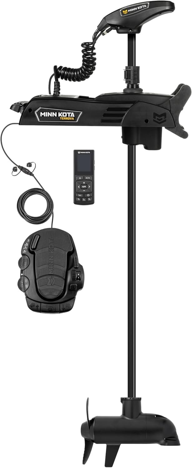 Minn Kota 1358201 Terrova Quest 90/115 lb Thrust Brushless Bow-Mount Trolling Motor with Dual Spectrum CHIRP Sonar, Wireless Remote, 60″ Shaft, Freshwater