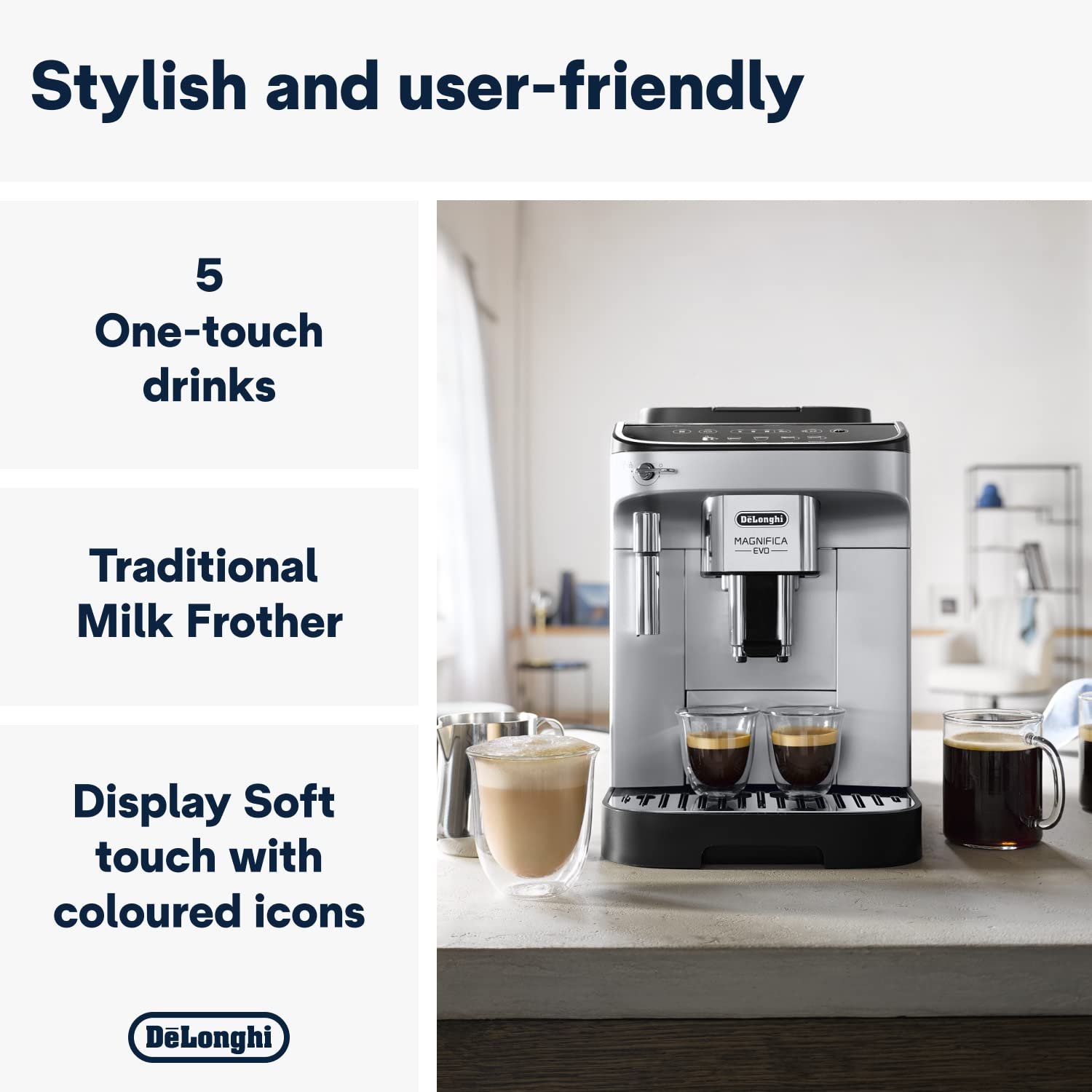 De’Longhi Magnifica Evo ECAM292.33.SB – Bean-to-Cup Coffee & Cappuccino Maker with LatteCrema System, Silver - Image 2