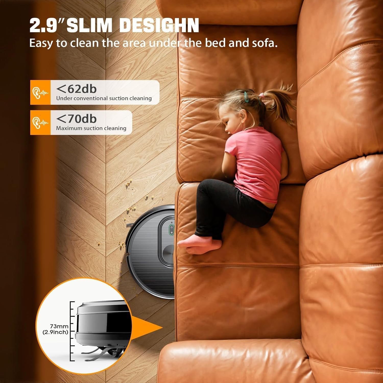 XIEBro T8S Robot Vacuum and Mop Combo – 2-in-1 Smart Cleaner with 3200Pa Suction, APP/Voice Control, Auto-Charge, Ultra-Slim, Pet Hair Friendly, for Hard Floors & Carpet - Image 14