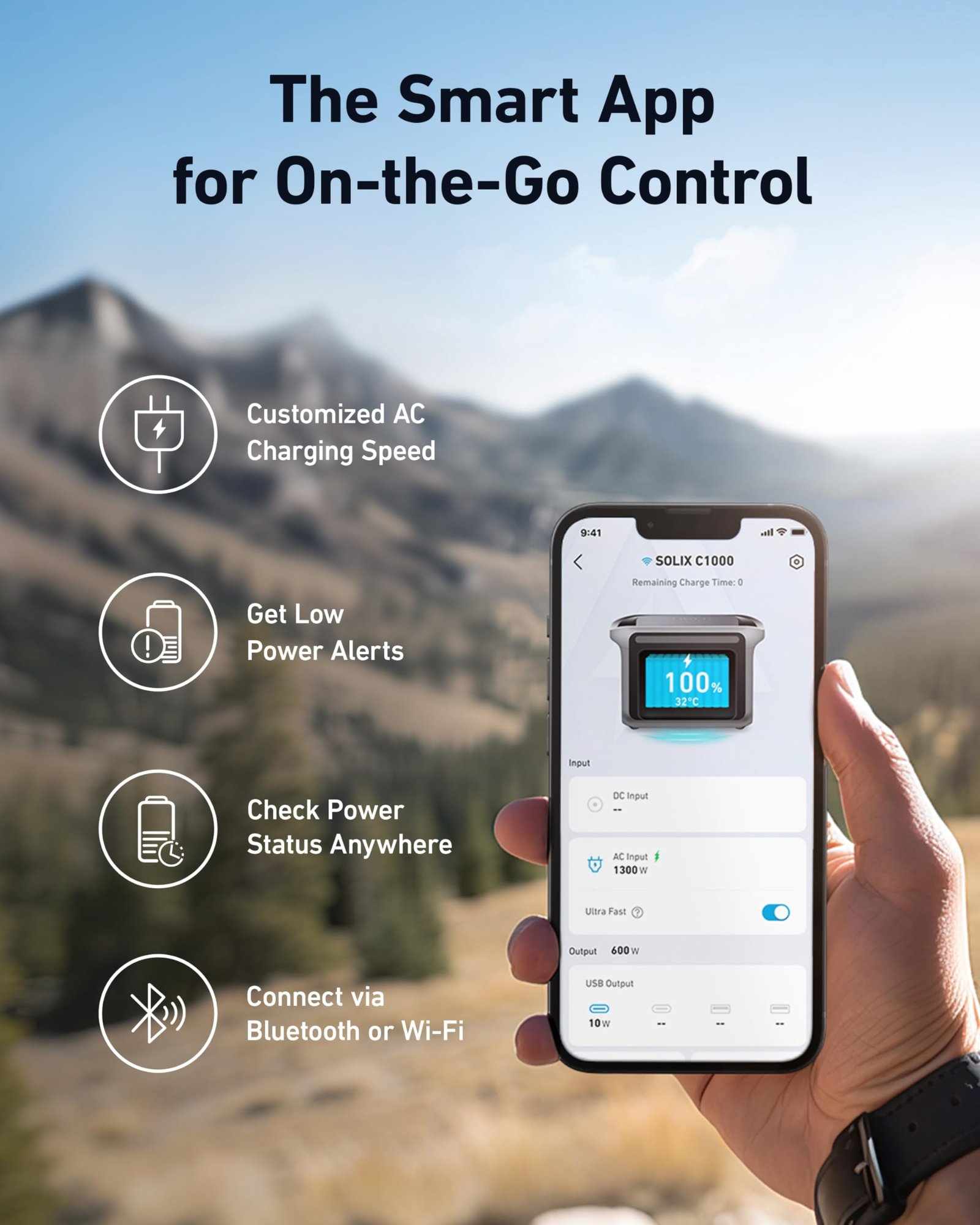 Anker SOLIX C1000 1056 Wh Portable Power Station – 1800 W (2400 W Surge) Solar Generator, Full Charge in 58 Min, LiFePO4 Battery for Home Backup & Camping - Image 18