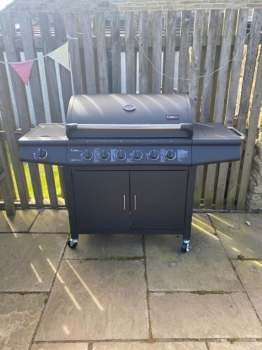 CosmoGrill Pro Deluxe 6+1 Gas Burner BBQ Grill – Large Outdoor Barbecue with Side Burner, Warming Rack, Thermometer & Weatherproof Cover – Black photo review