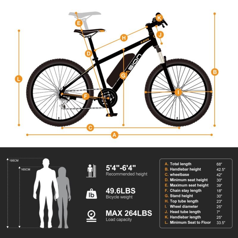 Jasion EB5 26″ / 66 cm Electric Bike – 350 W Motor, Removable 36 V Battery, 40 mi / 64 km Range - Image 26