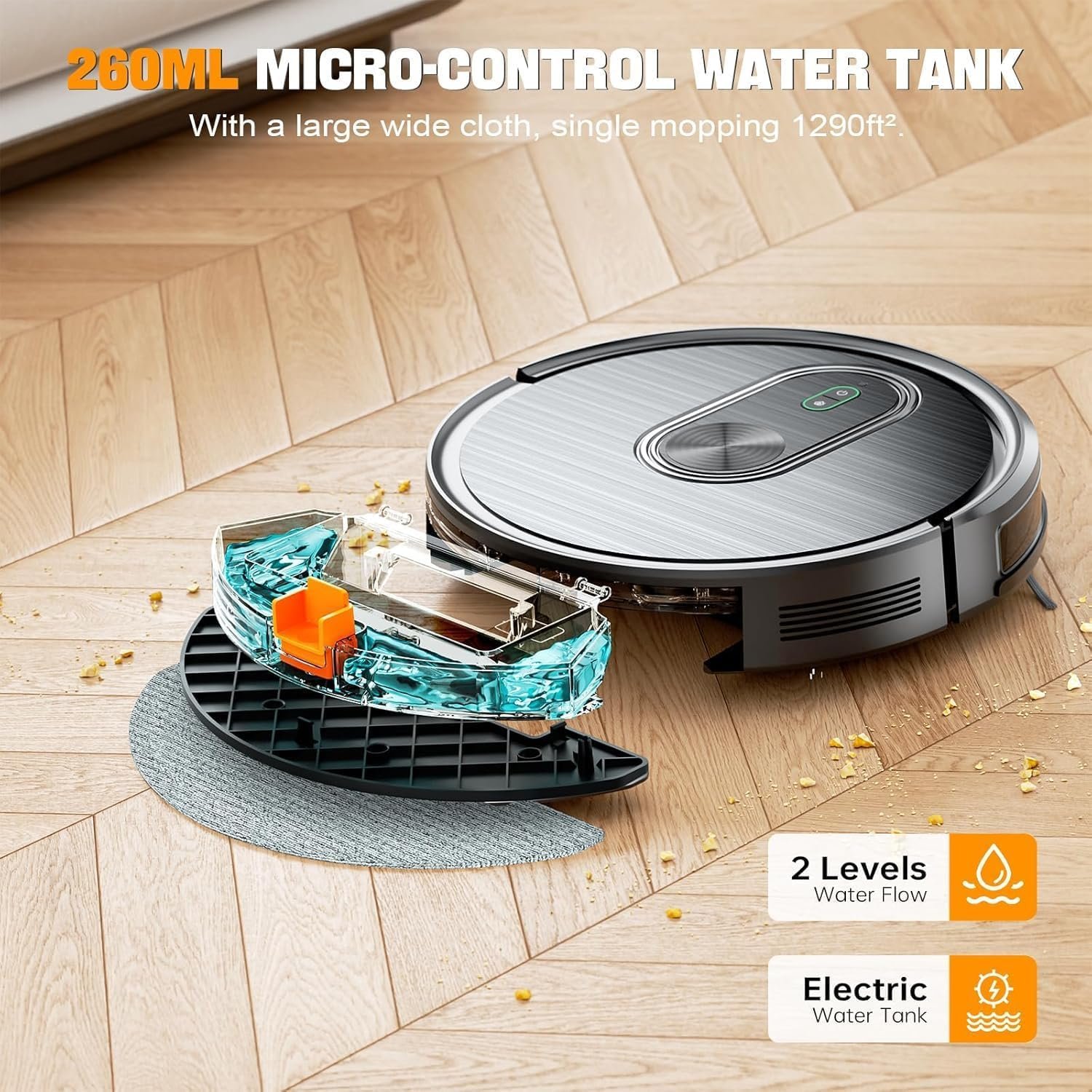 XIEBro T8S Robot Vacuum and Mop Combo – 2-in-1 Smart Cleaner with 3200Pa Suction, APP/Voice Control, Auto-Charge, Ultra-Slim, Pet Hair Friendly, for Hard Floors & Carpet - Image 12