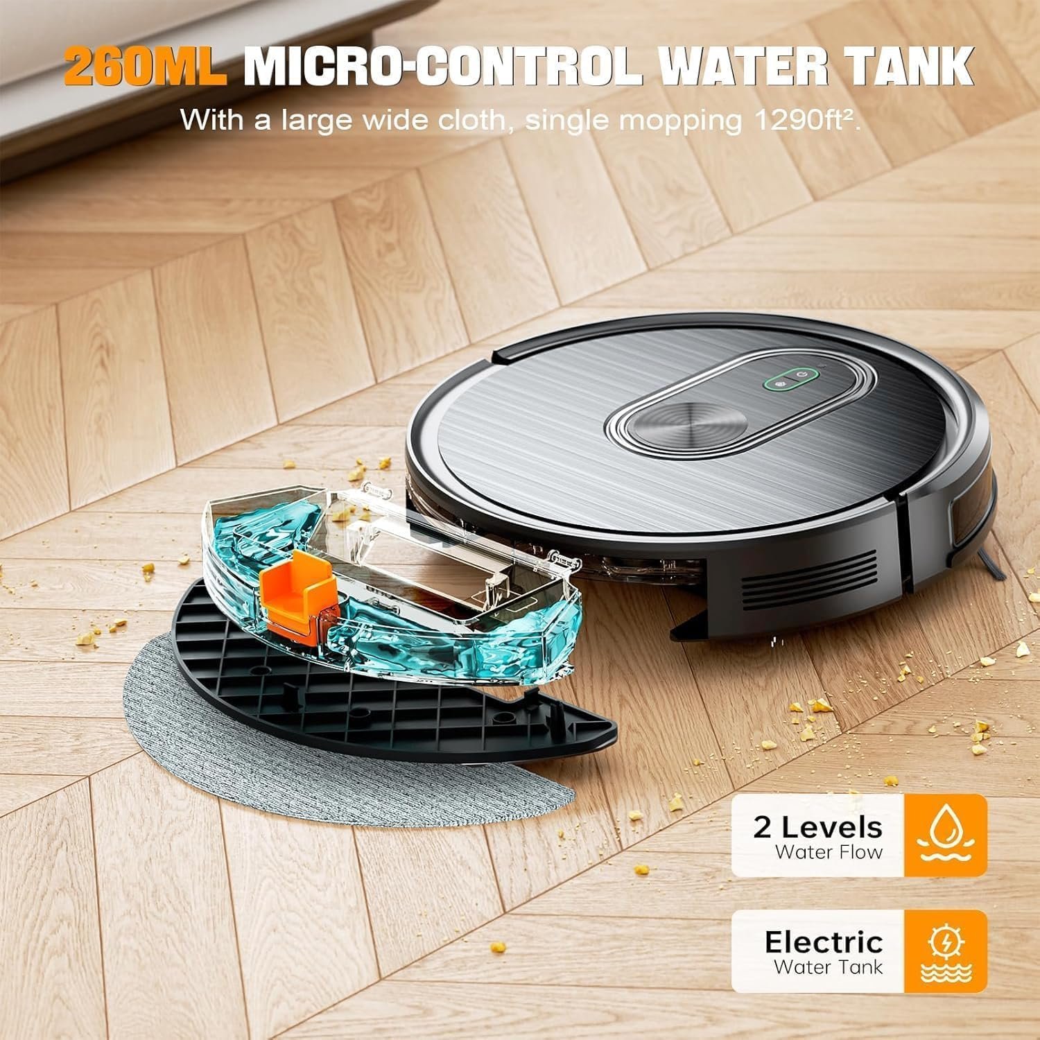 XIEBro T8S Robot Vacuum and Mop Combo – 2-in-1 Smart Cleaner with 3200Pa Suction, APP/Voice Control, Auto-Charge, Ultra-Slim, Pet Hair Friendly, for Hard Floors & Carpet - Image 6