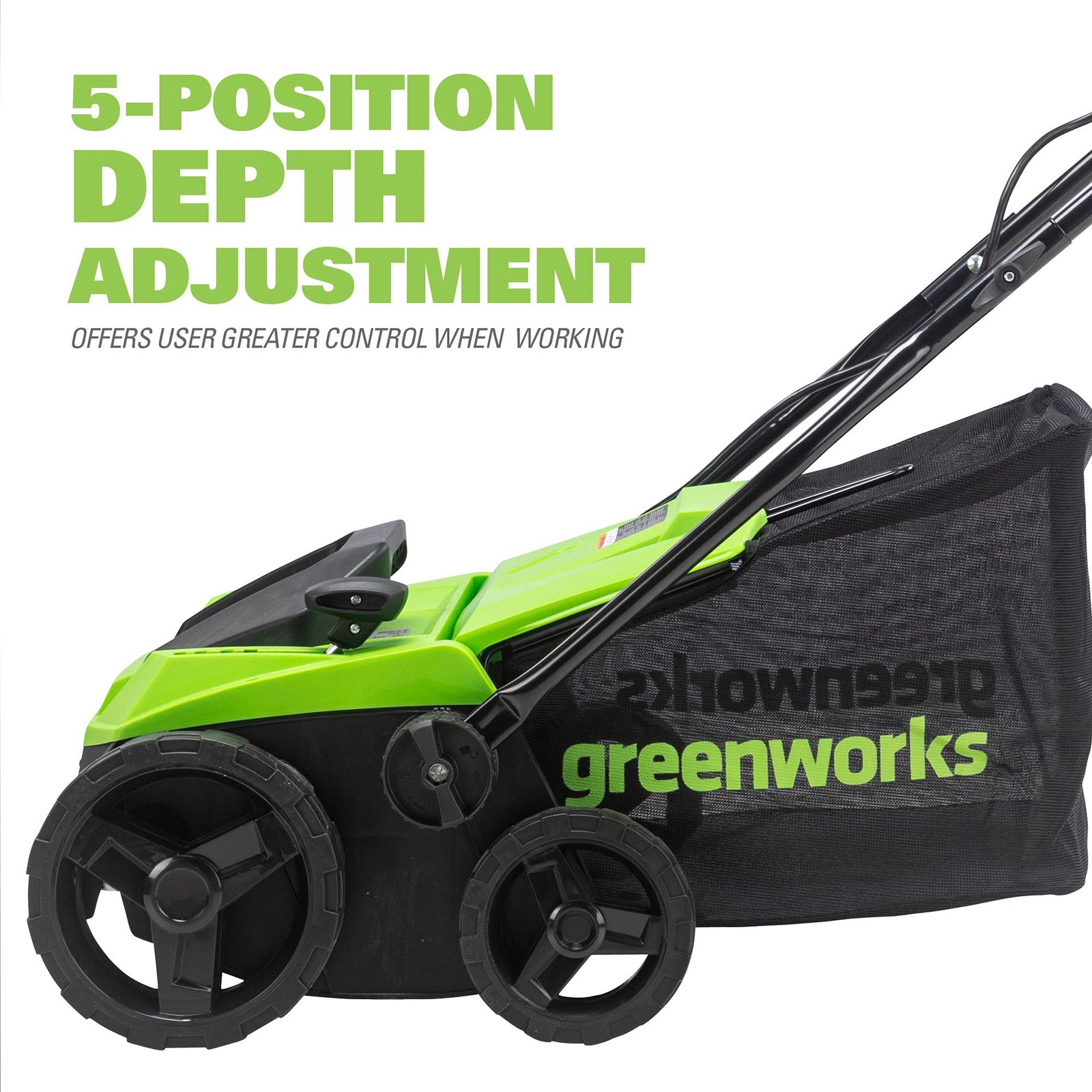 Greenworks 13 Amp Corded Dethatcher & Scarifier – 14″ (35.6 cm) Deck, 5-Position Depth (DT13B00) - Image 5