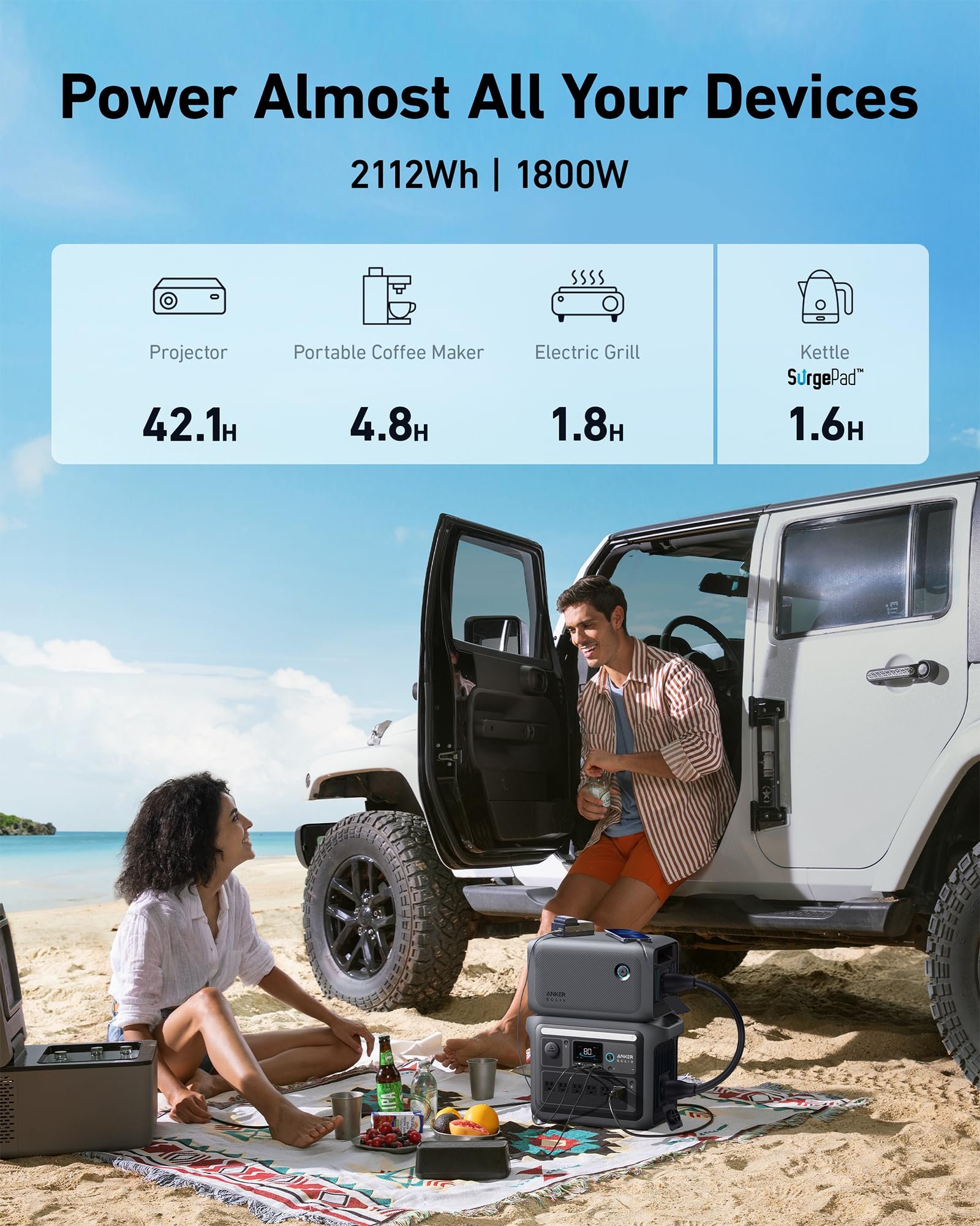 Anker SOLIX C1000 1056 Wh Portable Power Station – 1800 W (2400 W Surge) Solar Generator, Full Charge in 58 Min, LiFePO4 Battery for Home Backup & Camping - Image 12