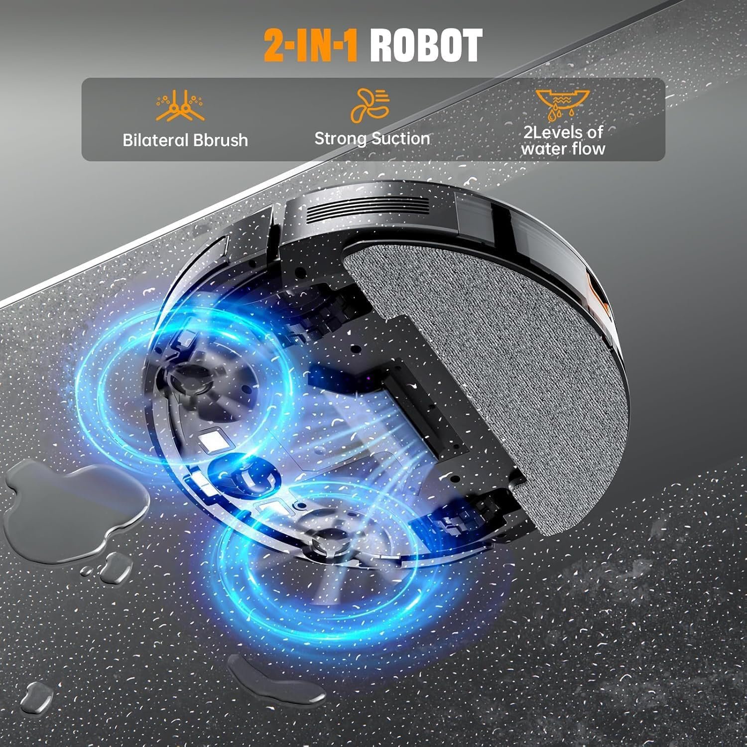 XIEBro T8S Robot Vacuum and Mop Combo – 2-in-1 Smart Cleaner with 3200Pa Suction, APP/Voice Control, Auto-Charge, Ultra-Slim, Pet Hair Friendly, for Hard Floors & Carpet - Image 7